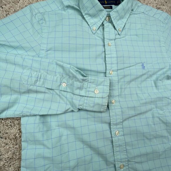 Ralph Lauren Performance Classic Fit Button Up Shirt Small Blue Check L/S - Picture 7 of 14
